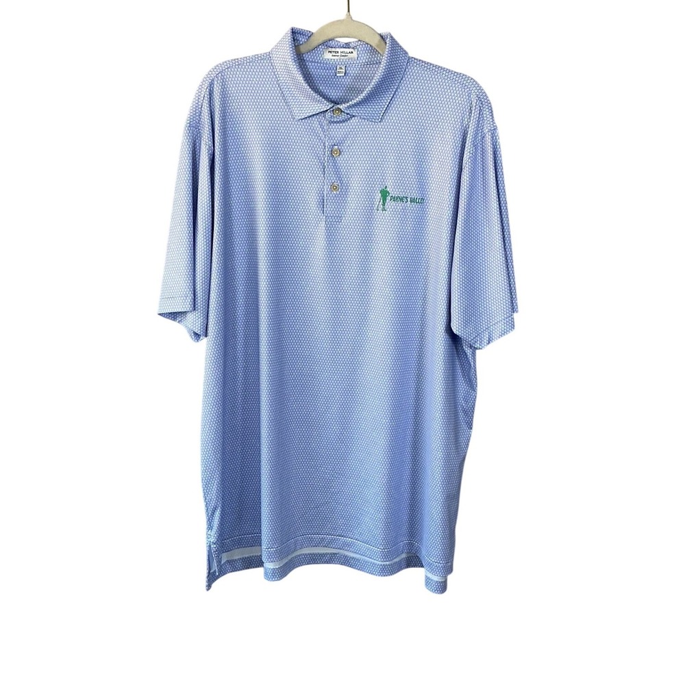 Peter Millar Summer Comfort Mens XL Polo Shirt Blue Paynes Valley Golf Logo